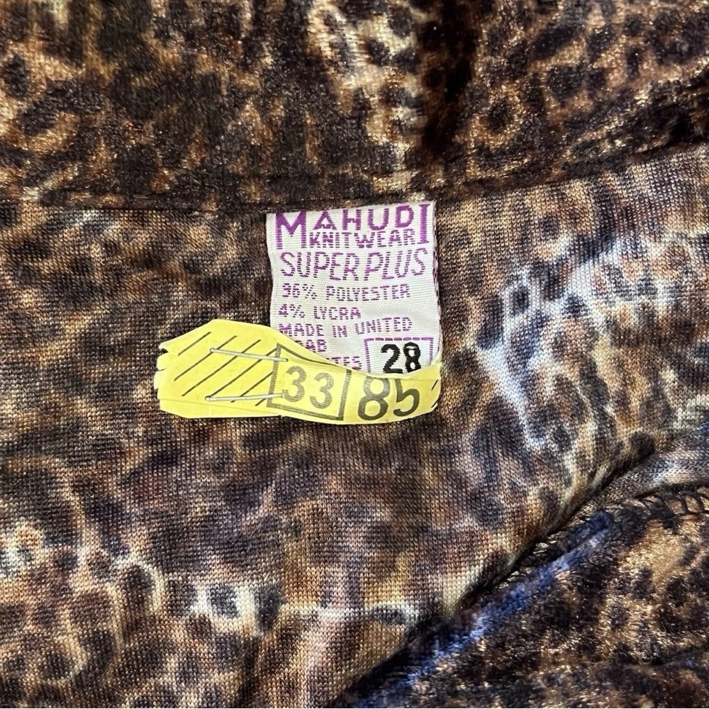 Mahudi Knitwear Plus Size 28 Velour Animal Print Button-Down Long Sleeve Blouse - Picture 3 of 6